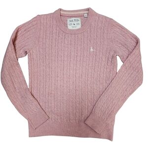Jack Wills Pure Merino Wool Soft Pink Cable Knit Tinsbury Sweater US 6